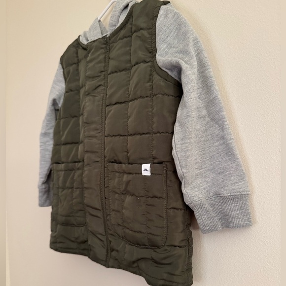 Tommy Bahama Kids Boys Quilted Jacket with Sleeves Size 2T Olive Green and Grey - Picture 7 of 10